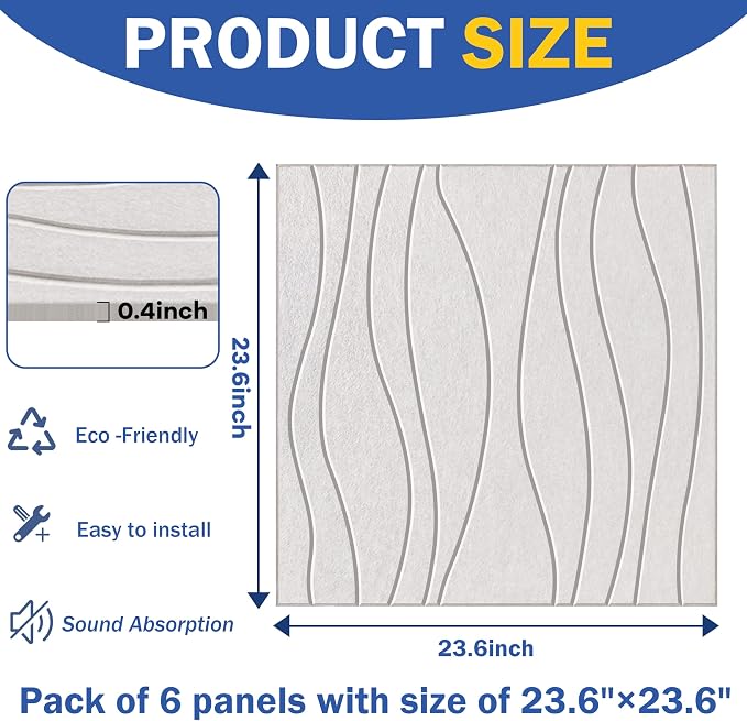 6 PCS Acoustic Panels, 23.6x23.6'' Self-Adhesive Soundproof Wall Panels - Image 7