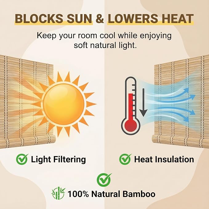 Bamboo Blinds for Interior Windows, Custom Bamboo Shades for Indoor Windows - Image 2