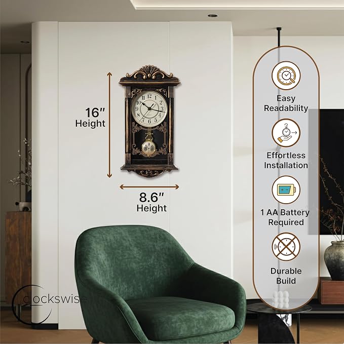 Clockswise Vintage Grandfather-Style Wall Clock - Image 2