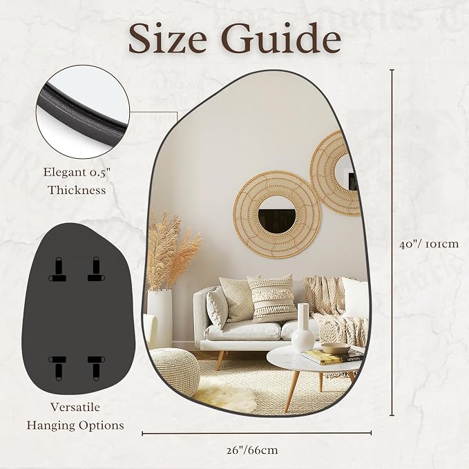 PERFNIQUE Irregular Wall Mirror Asymmetrical Mirror, Decorative Modern Wall - Image 3