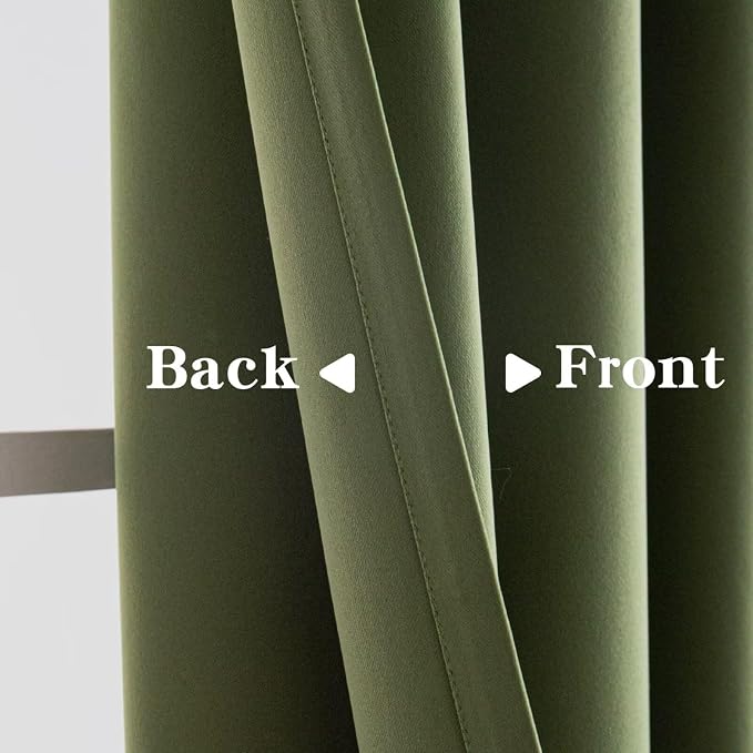 IGEMAEVE Olive Green Curtains 96 Inch Length 2 Panels Set, Light Filtering - Image 4