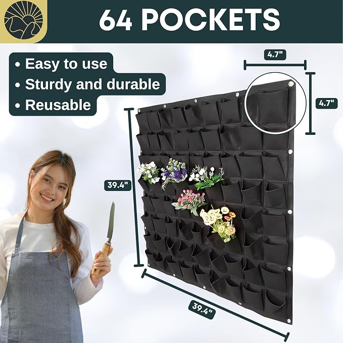 SunVara Vertical Wall Planter 64 Pockets Living Wall Garden - Image 2