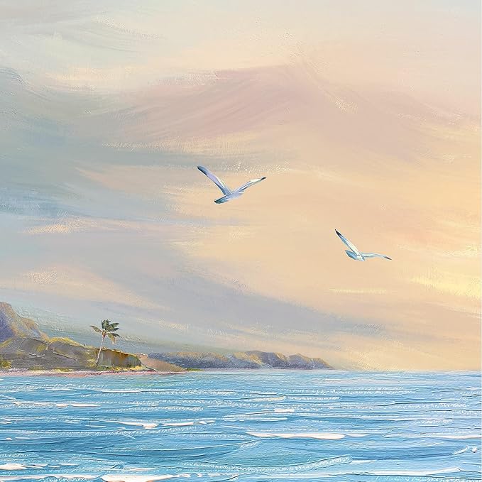 Framed Coastal Beach Wall Art for Living Room, Large 3 Piece Blue Ocean Canvas - Image 4