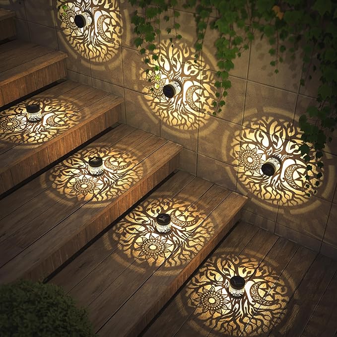 gardencave 2 Pack Solar Fence Lights Metal Solar Powered Outdoor Wall Deck Step - Image 3