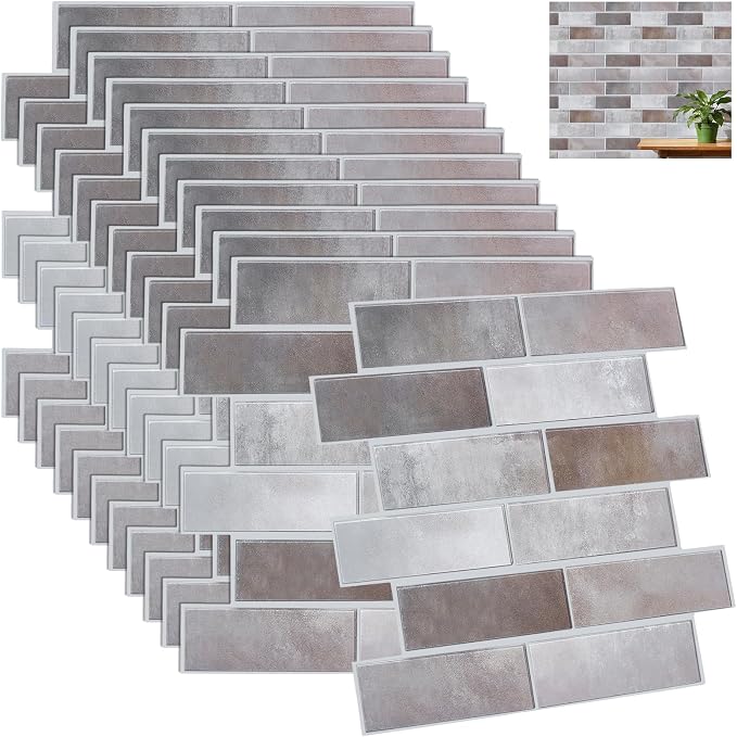 12PCS 3D Wall Panels Peel and Stick Foam Faux Brick Wall Panels, Self-Adhesive by GLASSWINDS