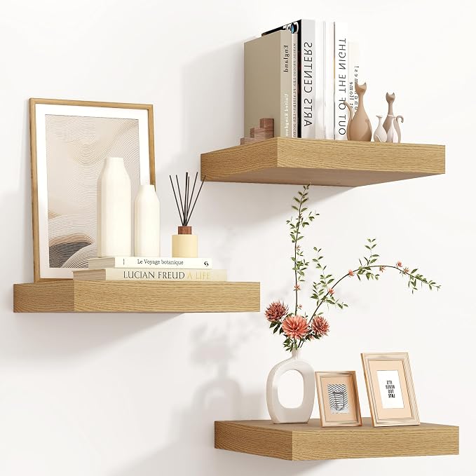 Square Floating Shelves for Wall 12"W x 12"D x 1.4"H, Small Engineered Wood by Venusmiles