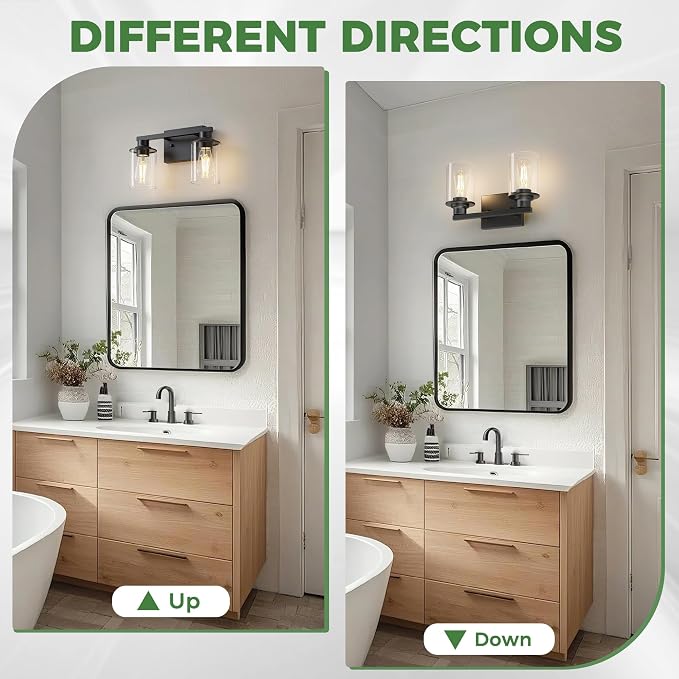 DORESshop 2-Light Black Bathroom Light Fixtures Over Mirror - Image 7