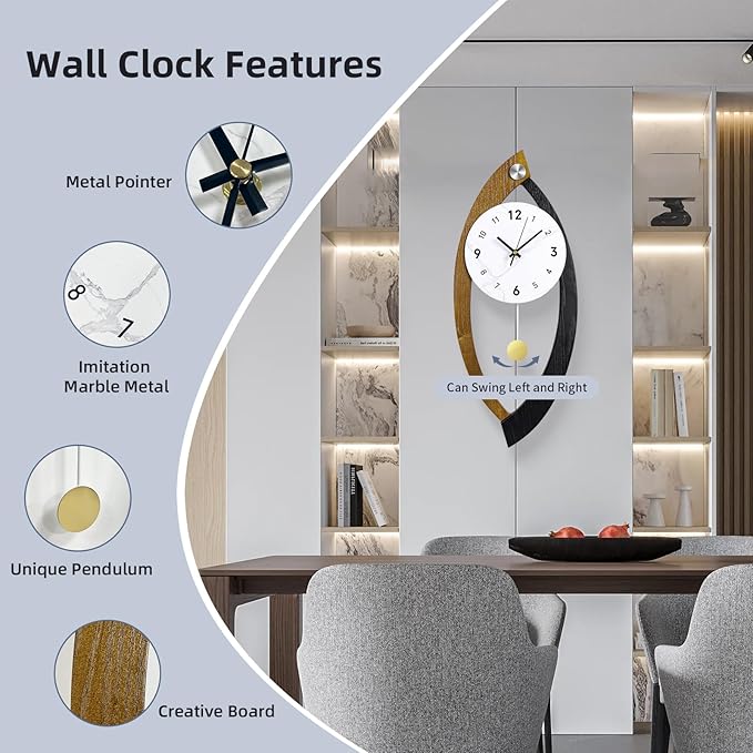 23.6 x 9.8inch Decorative Wall Clocks - Image 5