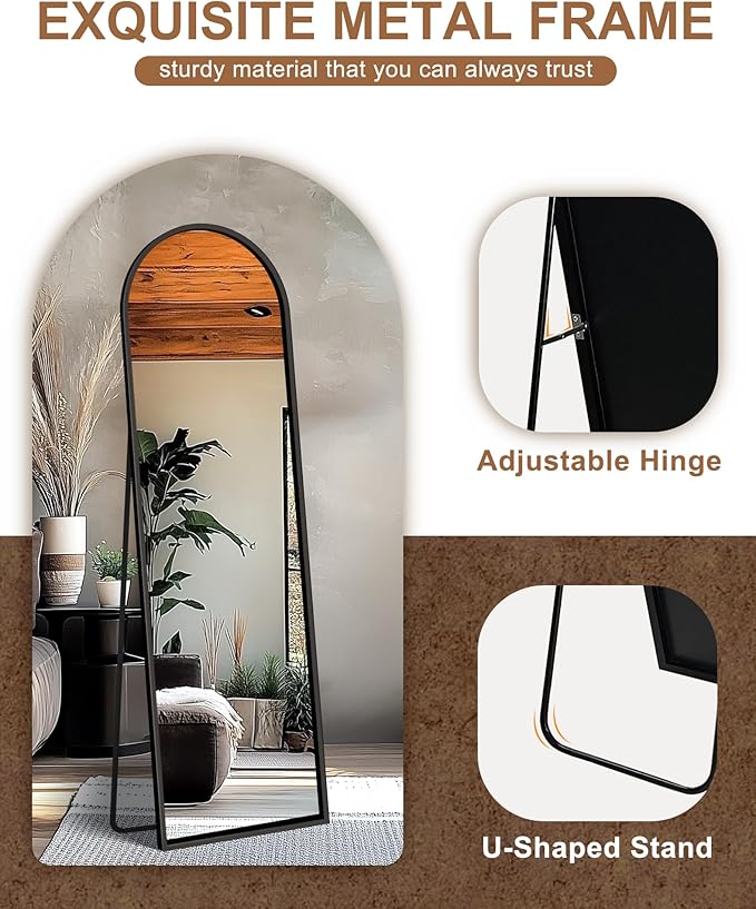 Delma Arched Mirror Full Length, Standing Mirror Full Body, Large Floor - Image 4