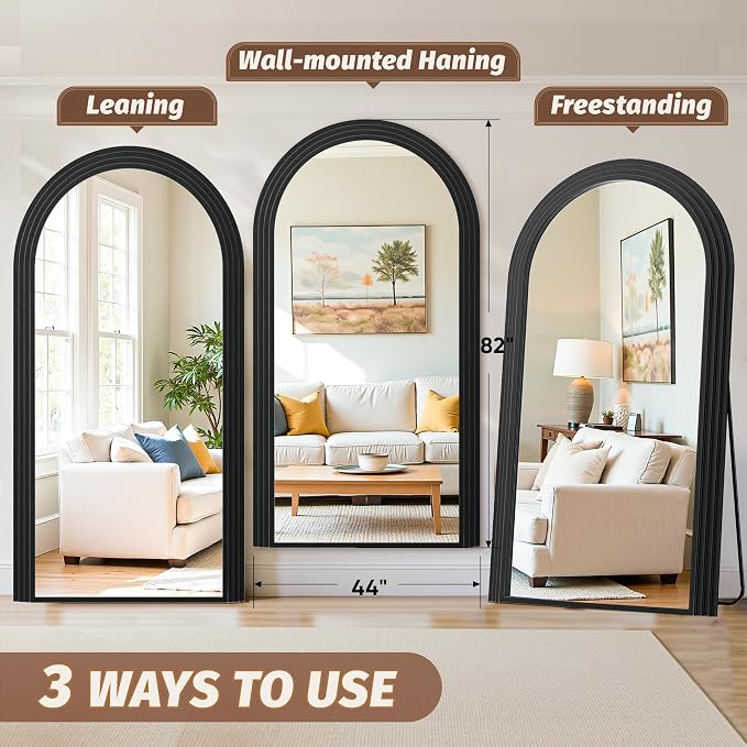 Antok Full Length Mirror 82"×44" Floor Mirror Standing Tall Mirror, Arched - Image 7