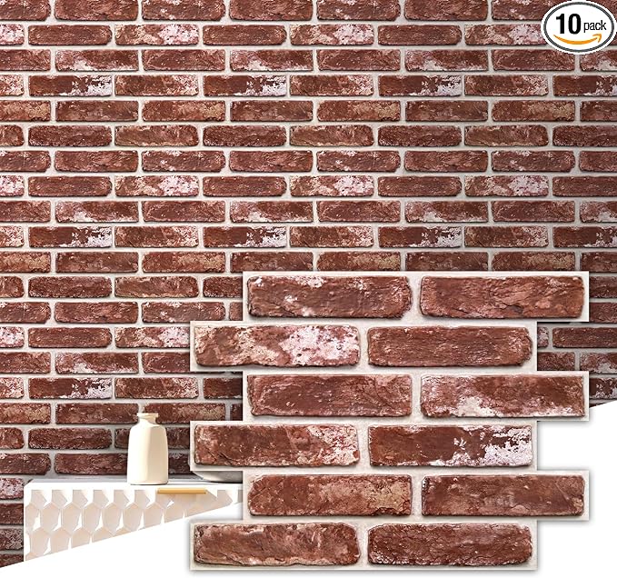Commomy 3D Peel and Stick Brick, Ultralight Thin PVC Faux Brick Wall Panels by CommomyDecor