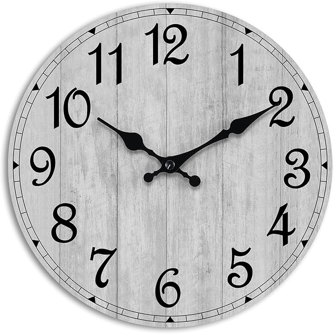 Wall Clock, Rustic Wall Clocks Battery Operated Silent Non Ticking, Country by HYLANDA