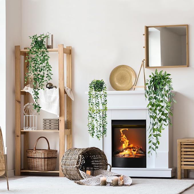 Sggvecsy Fake Hanging Plants 3 Pack Artificial Eucalyptus Fake Potted Greenery - Image 2
