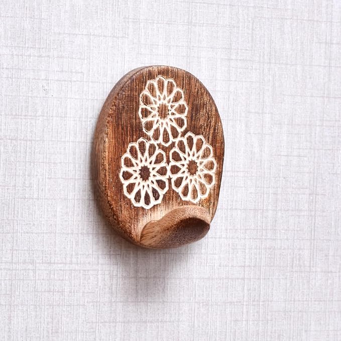 IndianShelf 6 Lb- 24 Pieces Decorative Wood Adhesive Wall Hooks–Boho Peel and - Image 8