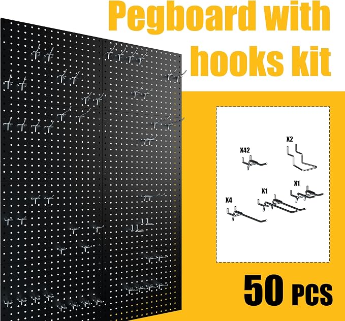Spampur Peg Board, 8 Pack Metal Pegboard Panels - Image 7