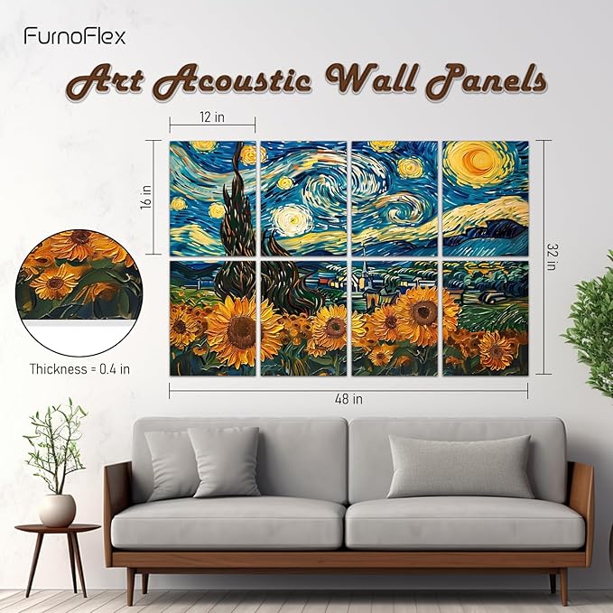 FurnoFlexArt Acoustic Panels Tiles Decorative Room Sound Proof Foam Absorbing - Image 2