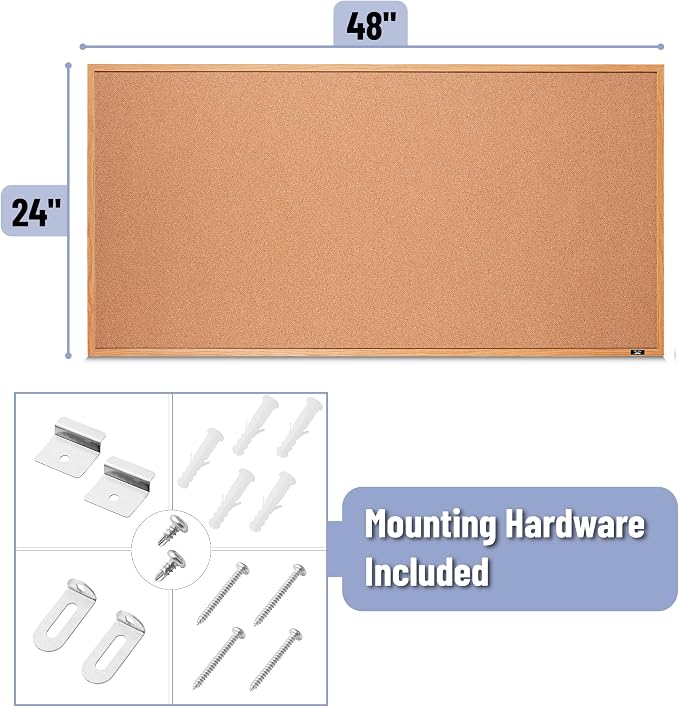 Mr. Pen- Cork Board, Wood Frame, Cork Bulletin Board, Push Pin Board, Cork - Image 2