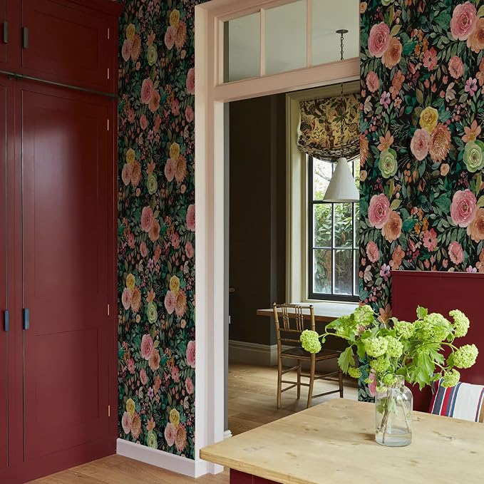 JiffDiff Blooming Floral Wallpaper Peel and Stick Pink Impressionist Floral - Image 6