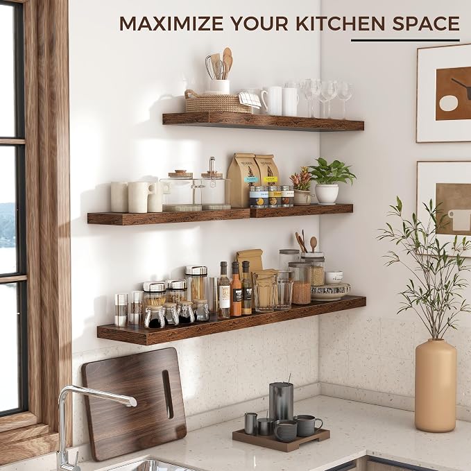 Floating Shelves for Wall 24 inch Long, Engineered Wood Wall Shelves - Image 5