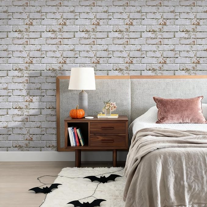 Commomy 3D Peel and Stick Brick Tiles- 10 pcs 11.8" x 11.8" Small Size PVC - Image 3