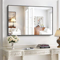 KOCUUY Black Rectangle Mirror, Large Black Wall Mounted Mirror, Metal Framed by KOCUUY