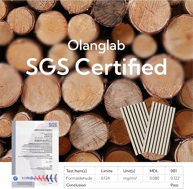 Olanglab Wood Slat Wall Panels 4 Pack, Acoustic Wall Panels, 47.24'' x 23.62" - Image 3