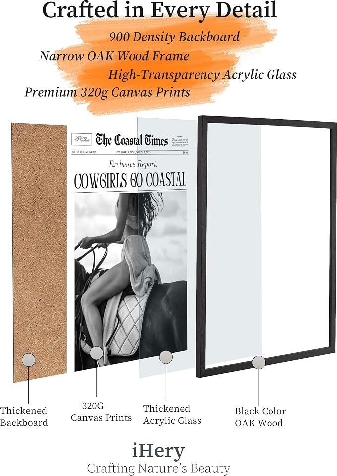 iHery Small Premium Natural Black OAK Wood 8x10in Cowgirls Go Coastal Trendy - Image 5