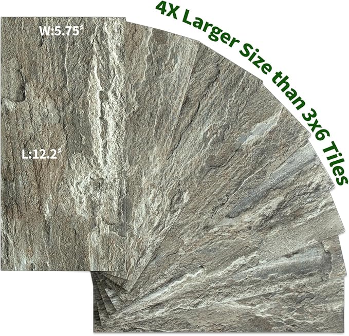 AULIGET 20-Piece Apache Brown Rock Peel and Stick Backsplash Wall Tiles - Image 4