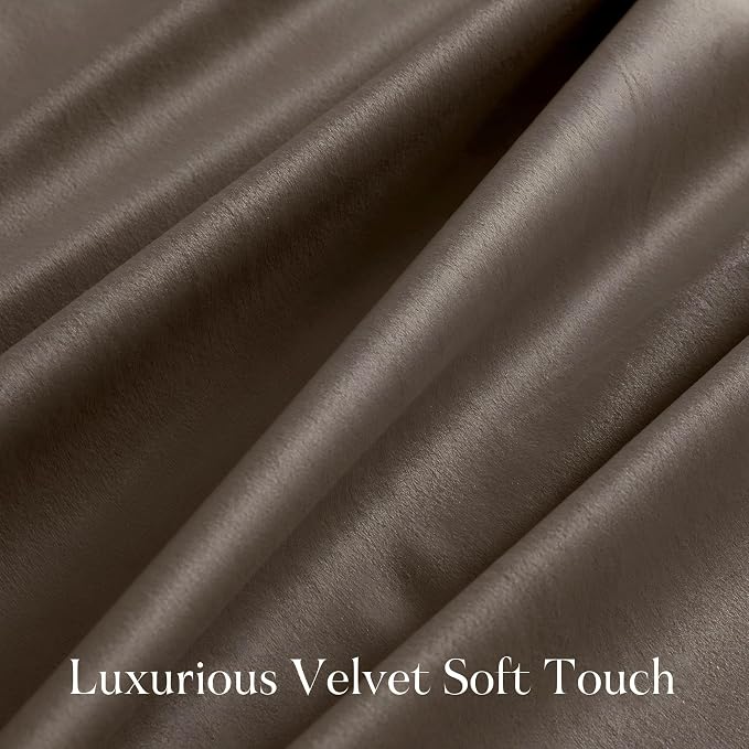 NICETOWN Taupe Velvet Curtains 108 inches Long - Image 5