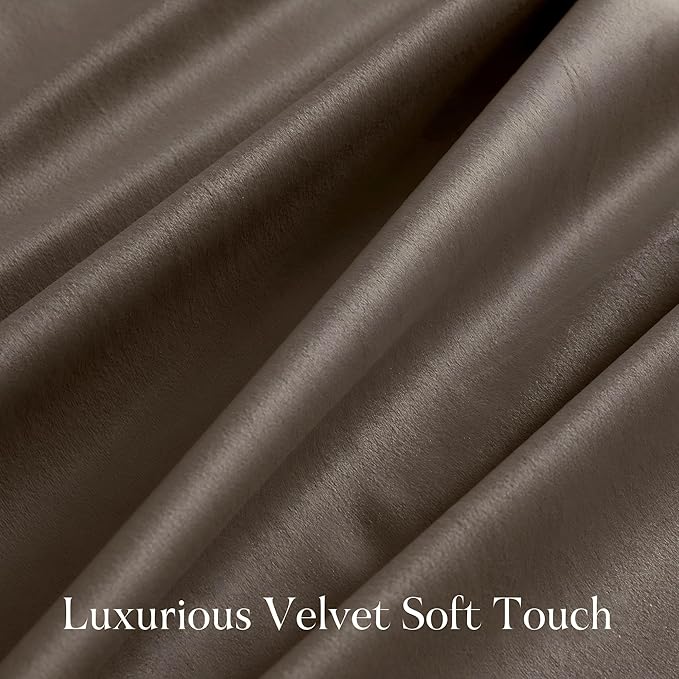 NICETOWN Taupe Velvet Curtains 84 inches Long - Image 5