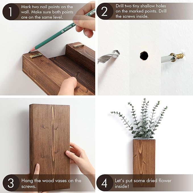 Wood Wall Planter Set of 2, Wood Wall Pocket - Image 4