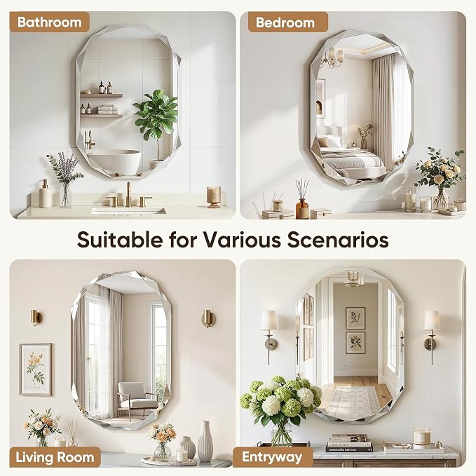 Suidia Bathroom Mirror, Frameless Bathroom Mirror - Image 7