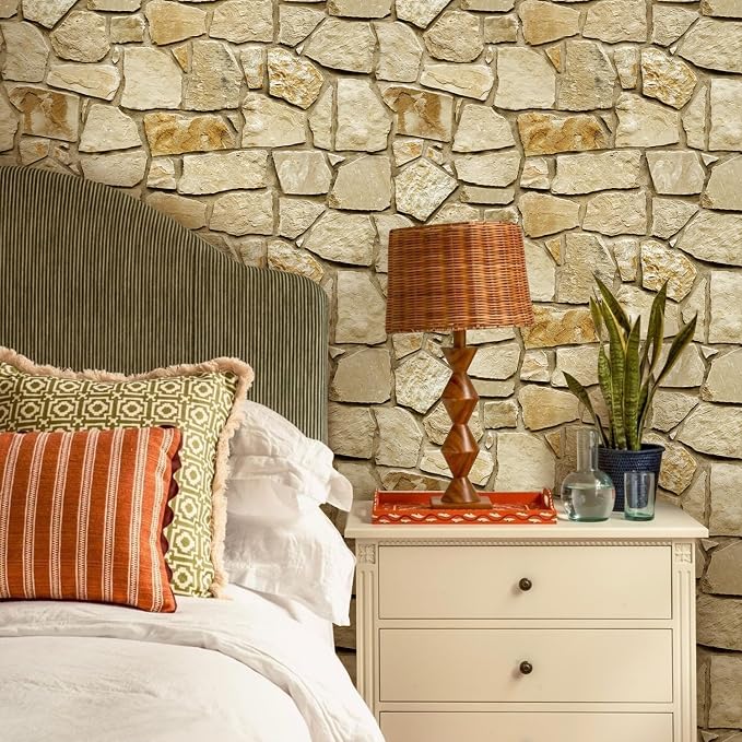 Commomy 12 pcs Faux Stone 3D Wall Panels Peel and Stick - Image 9