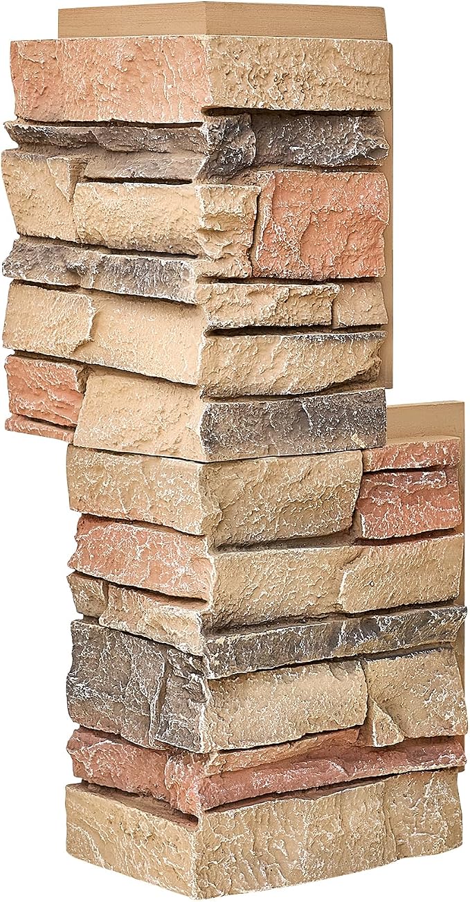 1.77 Inch Deep 3D Faux Stone Corner Panels Matching 2 Piece Set - Image 4