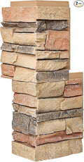 1.77 Inch Deep 3D Faux Stone Corner Panels Matching 2 Piece Set by Wallwell