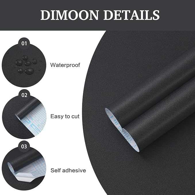 Dimoon 17.7''x118'' Peel and Stick Wallpaper Dark Grey Contact Paper - Image 3