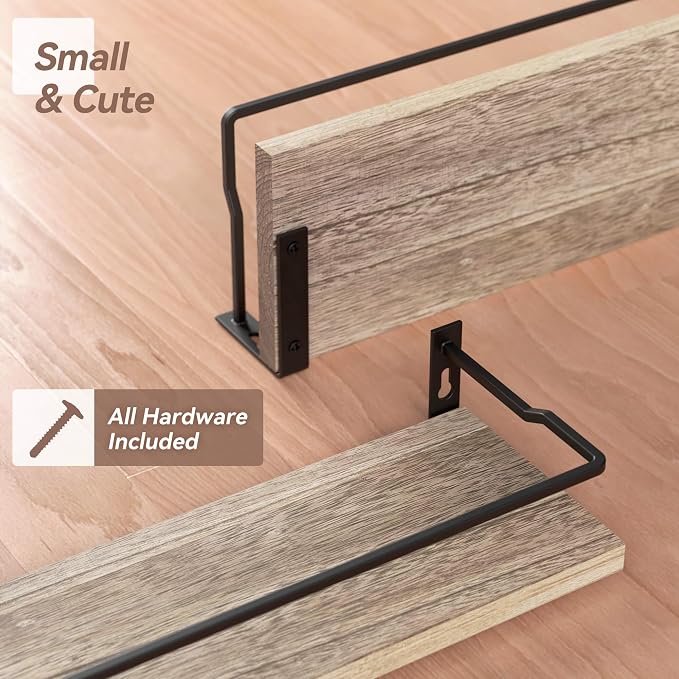 RICHER HOUSE 4-Piece Bathroom Paulownia Wood Shelves Set, Wall Mounted - Image 4
