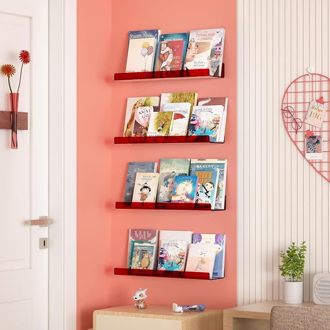 upsimples Acrylic Shelves for Wall Decor, Living Room, Floating Bookshelves for - Image 4