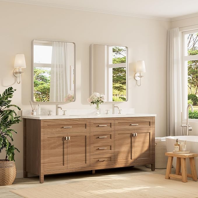 TETOTE Brushed Nickel Mirror 28 x 36 Inch - Image 2