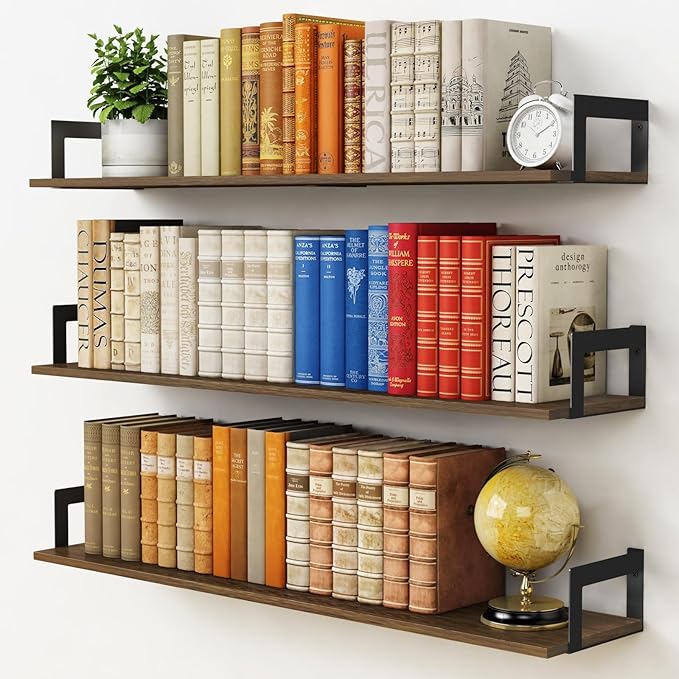 Harwaya Floating Shelves for Wall 36 Inches Long 8 Inch Deep, Large Wall Book by Harwaya