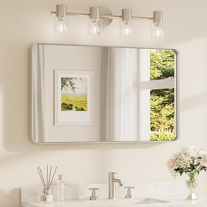 TETOTE Brushed Nickel Bathroom Mirror 40 x 24 Inch by TETOTE