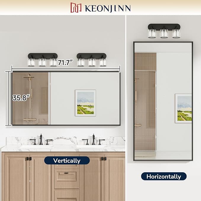 Keonjinn 72 x 36 Inch Black Bathroom Mirrors - Image 5