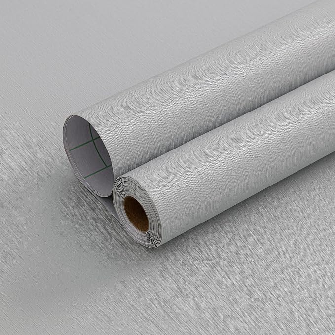 FUKU MON 23.6" X 393" Light Gray Wallpaper Peel and Stick Contact Paper Solid - Image 9
