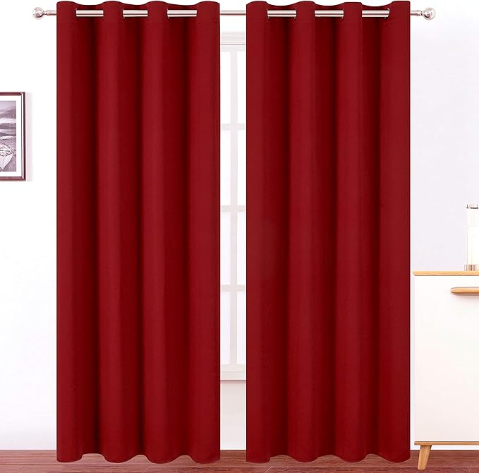 LEMOMO Blackout Curtains 66 x 84 inch/Red Curtains Set of 2 Panels/Thermal by Lemomo