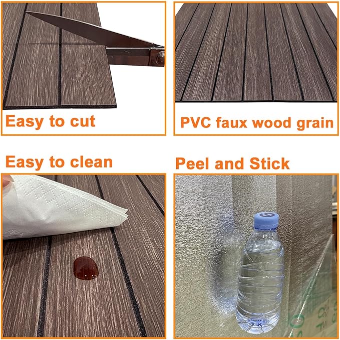 YLL YLL PVC Slat Wall Panel Peel and Stick 118"x 15.7" Faux Smoked Wood Grain - Image 6