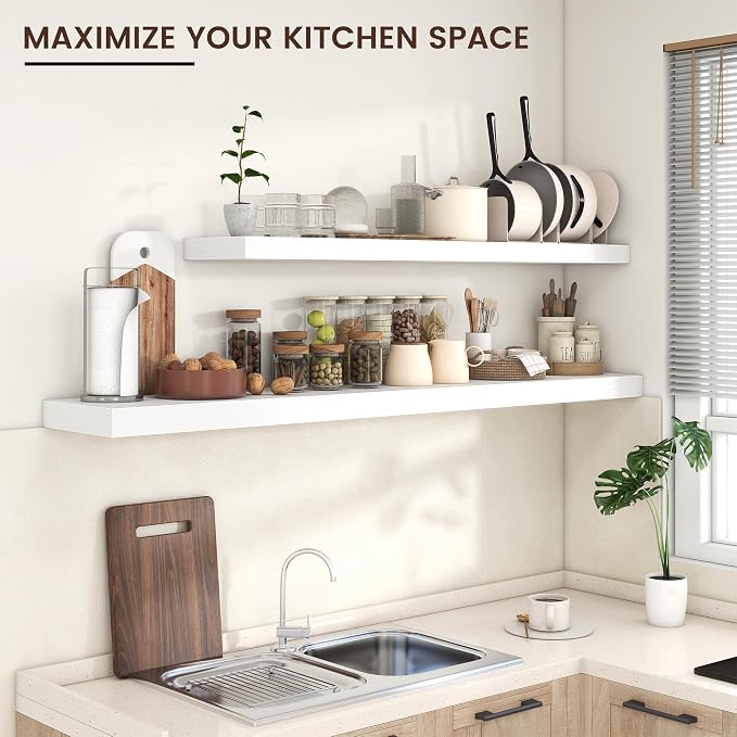 Venusmiles Floating Shelves for Wall 71 inch Long, Engineered Wood Large Wall - Image 5