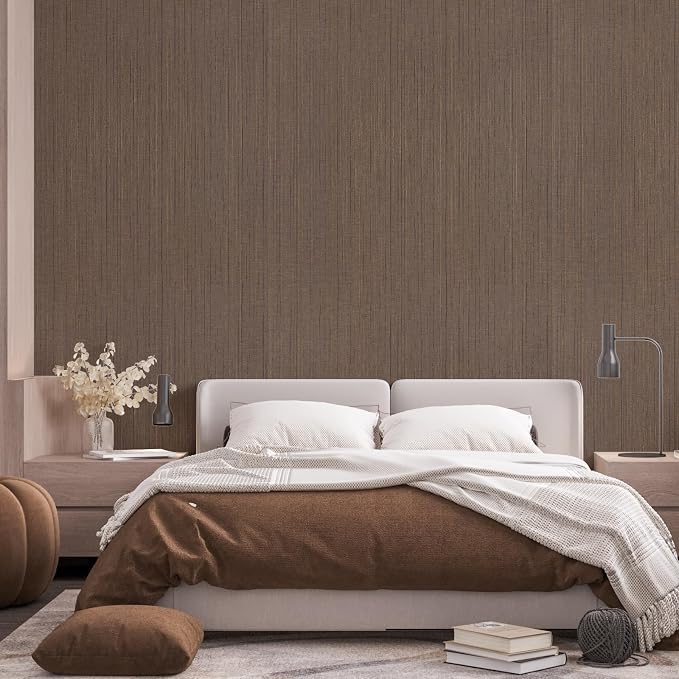 Brown Grasscloth Peel and Stick Wallpaper A Set of 23.6" X 480" Self-Adhesive - Image 4