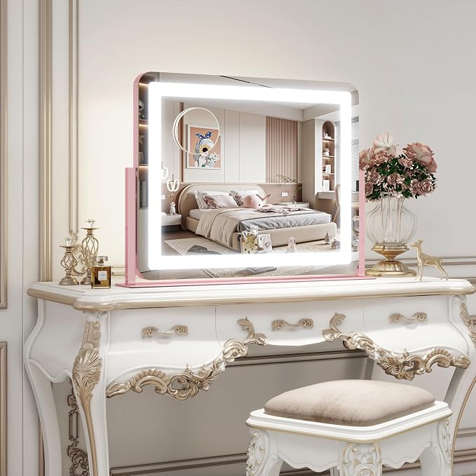 ROLOVE 22x16 Inch Pink Vanity Mirror - Image 7