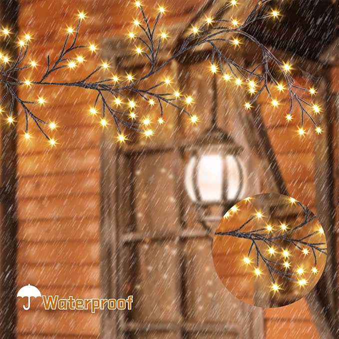 96 LED Willow Vine Lights 6FT Enchanted Wall Decoration Vine Lights 8 Modes - Image 4