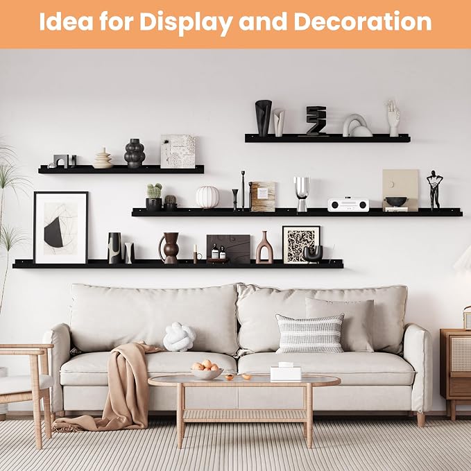 upsimples Floating Shelves for Wall, 47.3 Inch Shelves for Decor Storage Set of - Image 5
